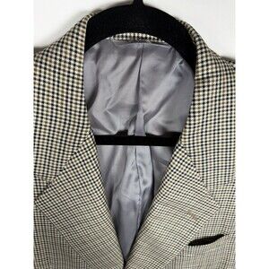 Hickey Freeman Blazer 41R Beige Plaid Silk/Wool Vintage Saks Fifth Avenue Coat